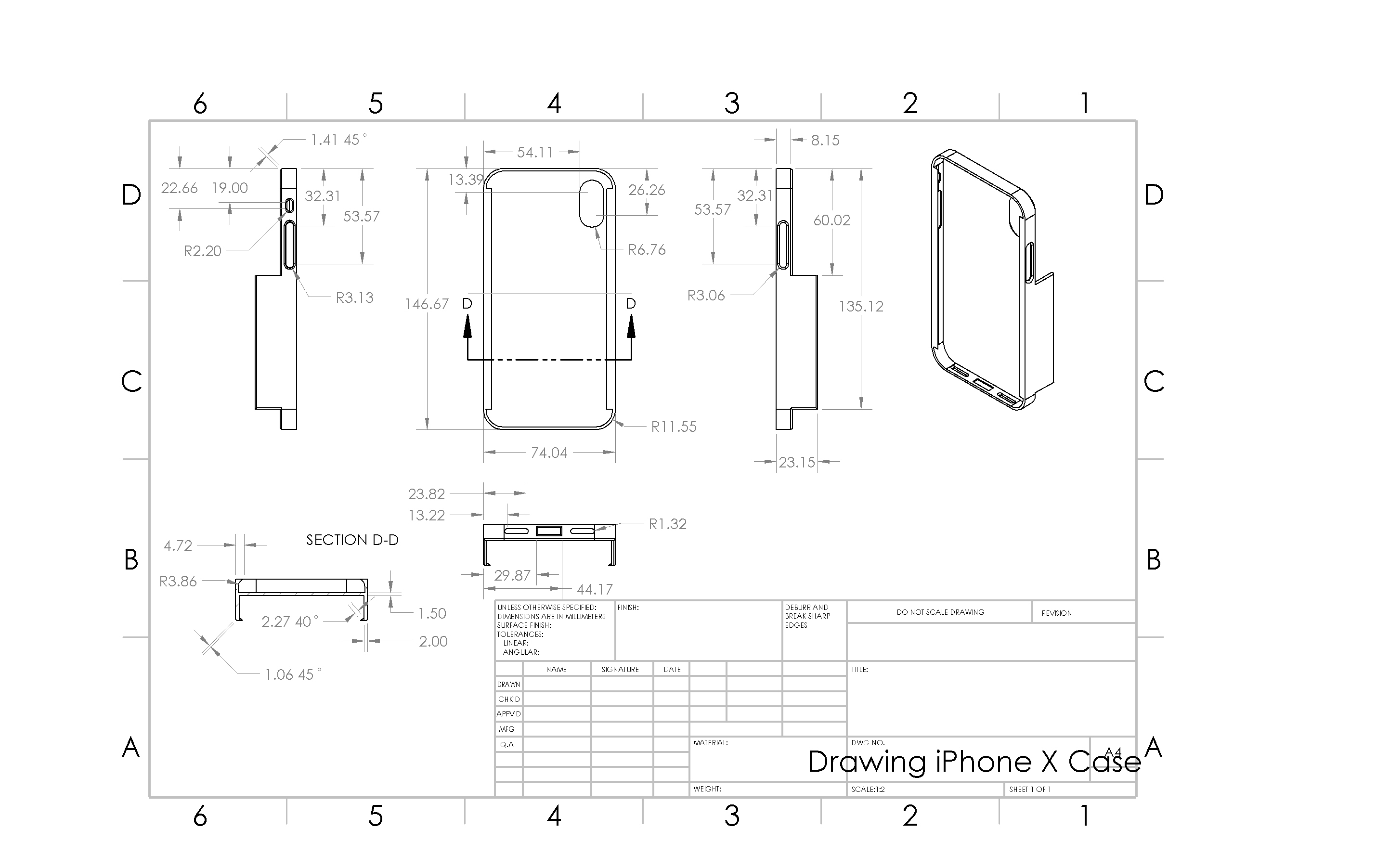 iphone X case schematic